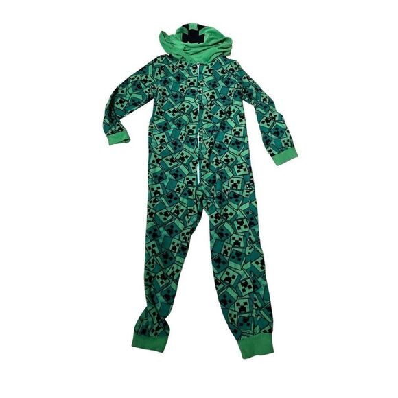 MINECRAFT Union Suit Pajamas Size SMALL Boys One Piece Creeper Costume - Picture 1 of 6
